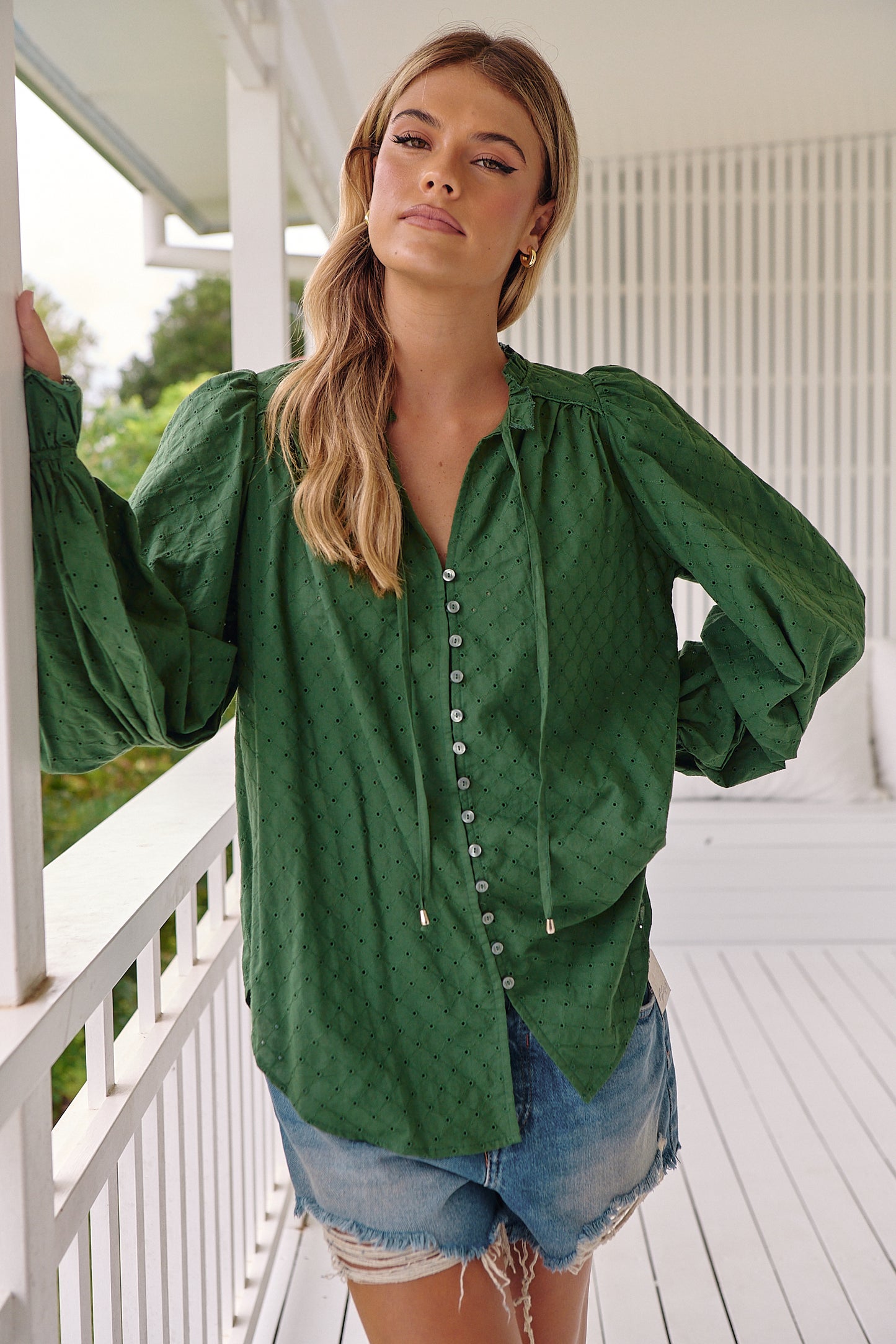 Embroidered Pine Blouse