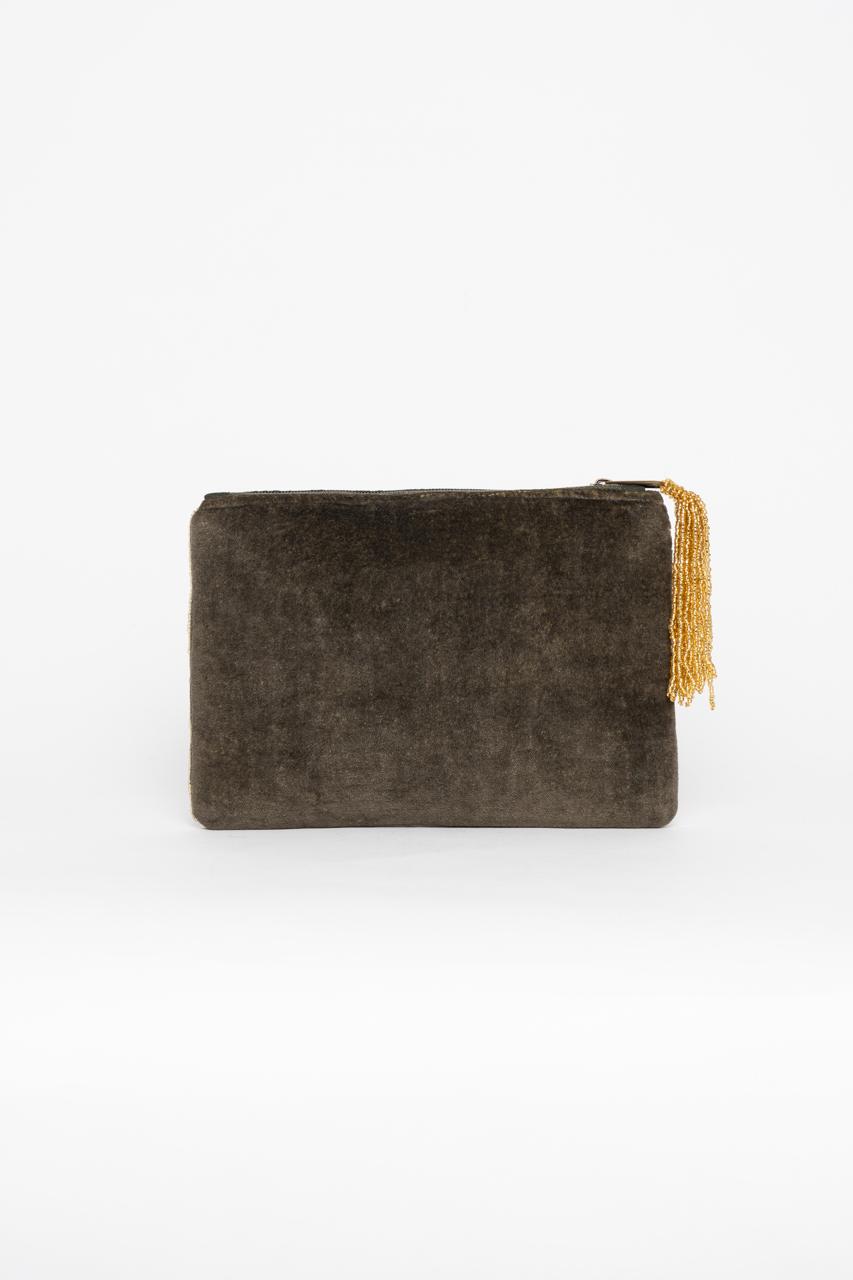 Clutch Stelar Velvet Verde Ojo