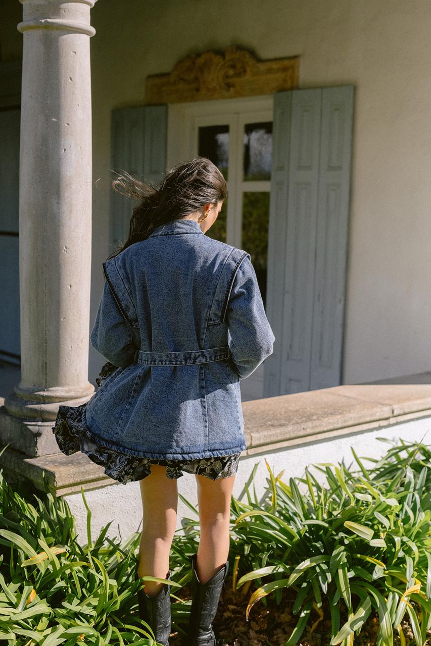 Floral Cosmos Denim Chaqueta