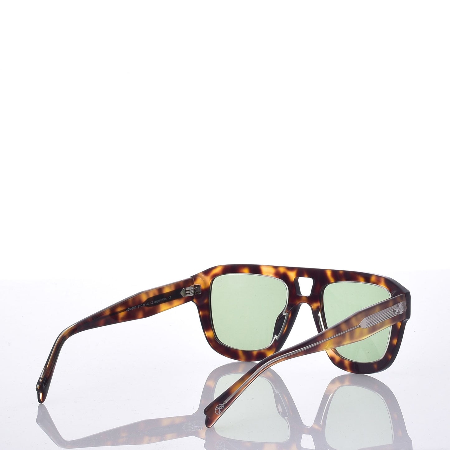 Morfi- Midnight Tortoise with Green Lenses