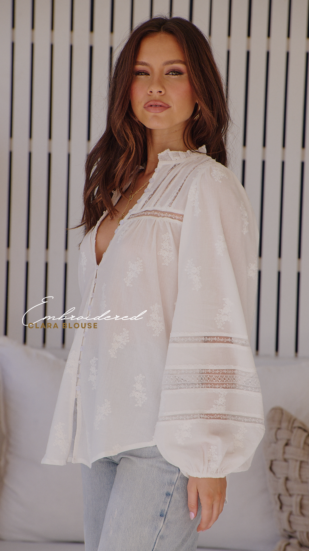 Embroidered White Clara Blouse