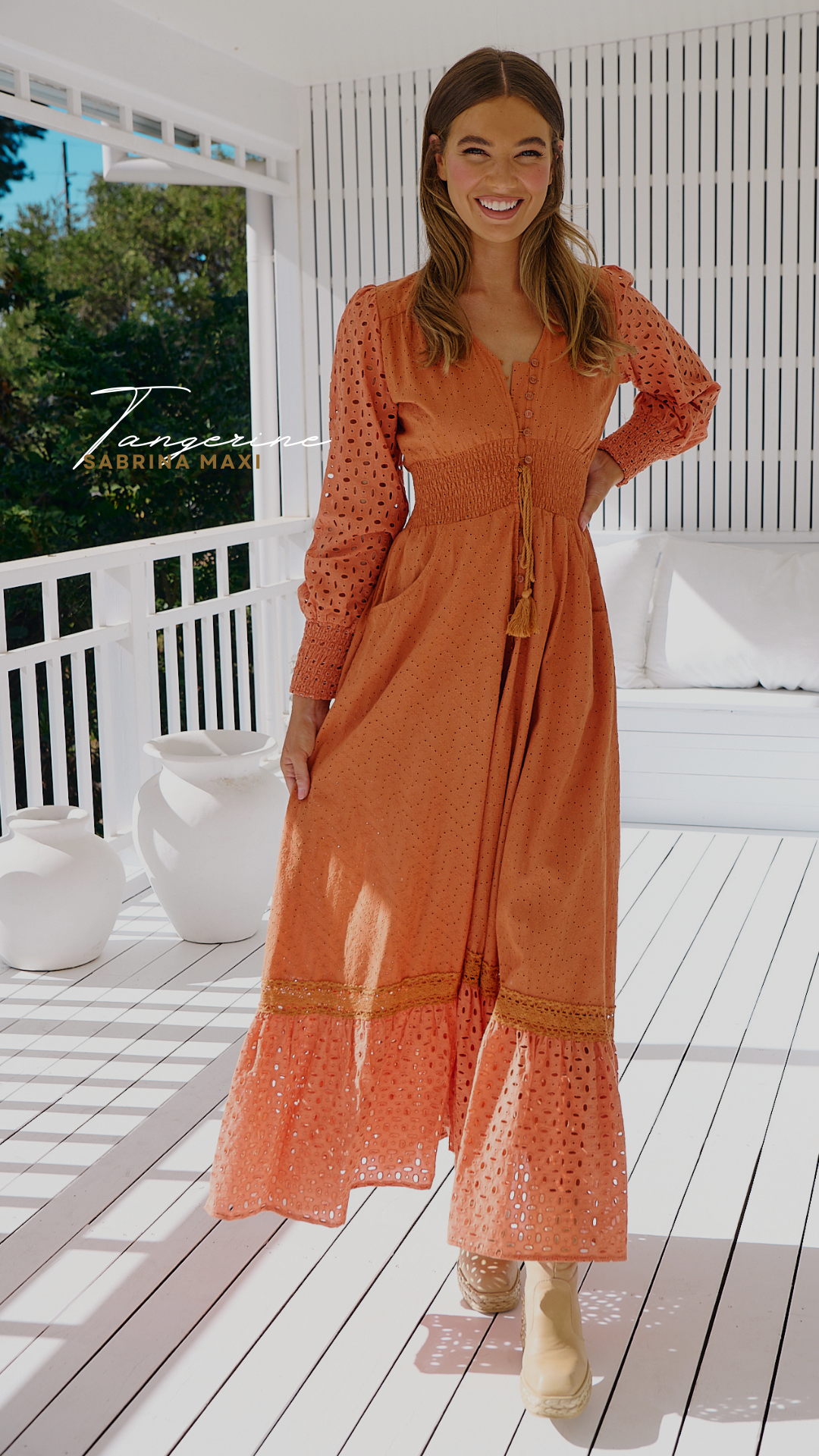 Tangerine Glow Sabrina Maxi Dress