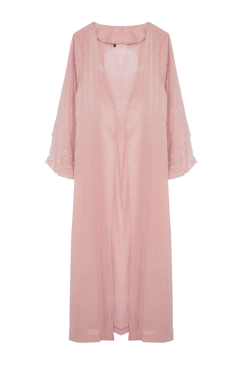 Abaya Pink with Pearl sleeves