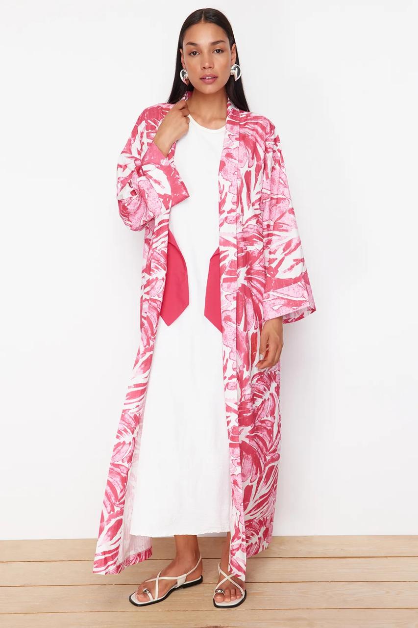 Abaya Pink patter with belt