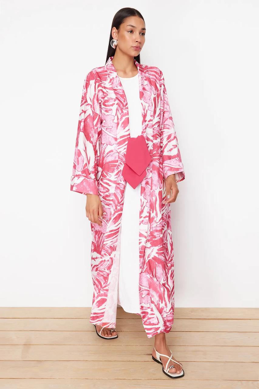 Abaya Pink patter with belt