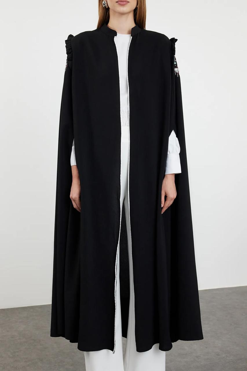 Abaya Black with shoulder Embroidery