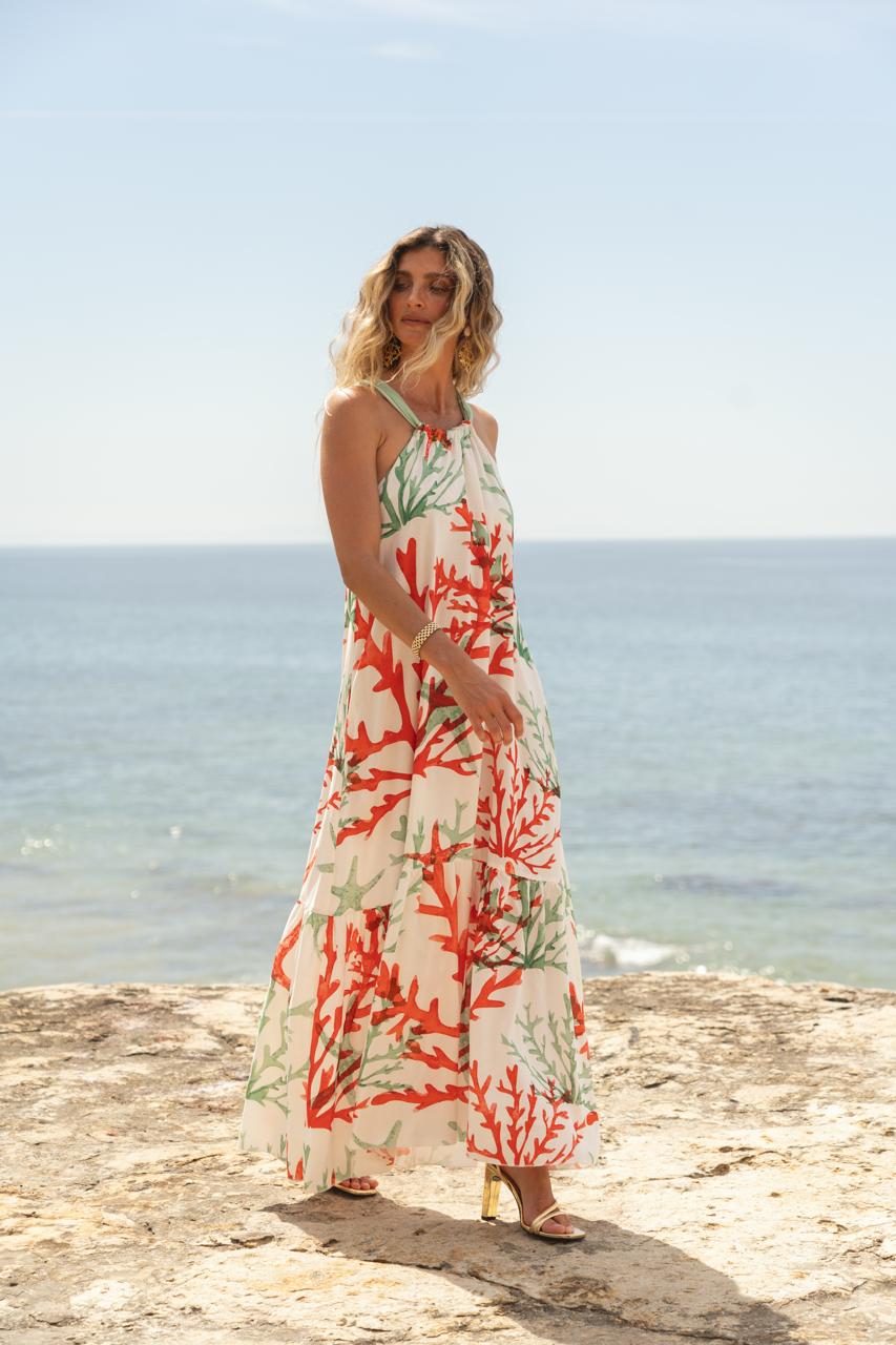 Chloe Dress Deep Coral