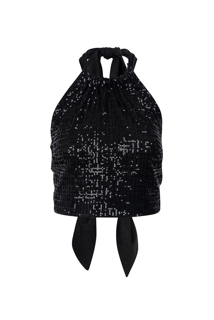 Maria Sequins Top Black