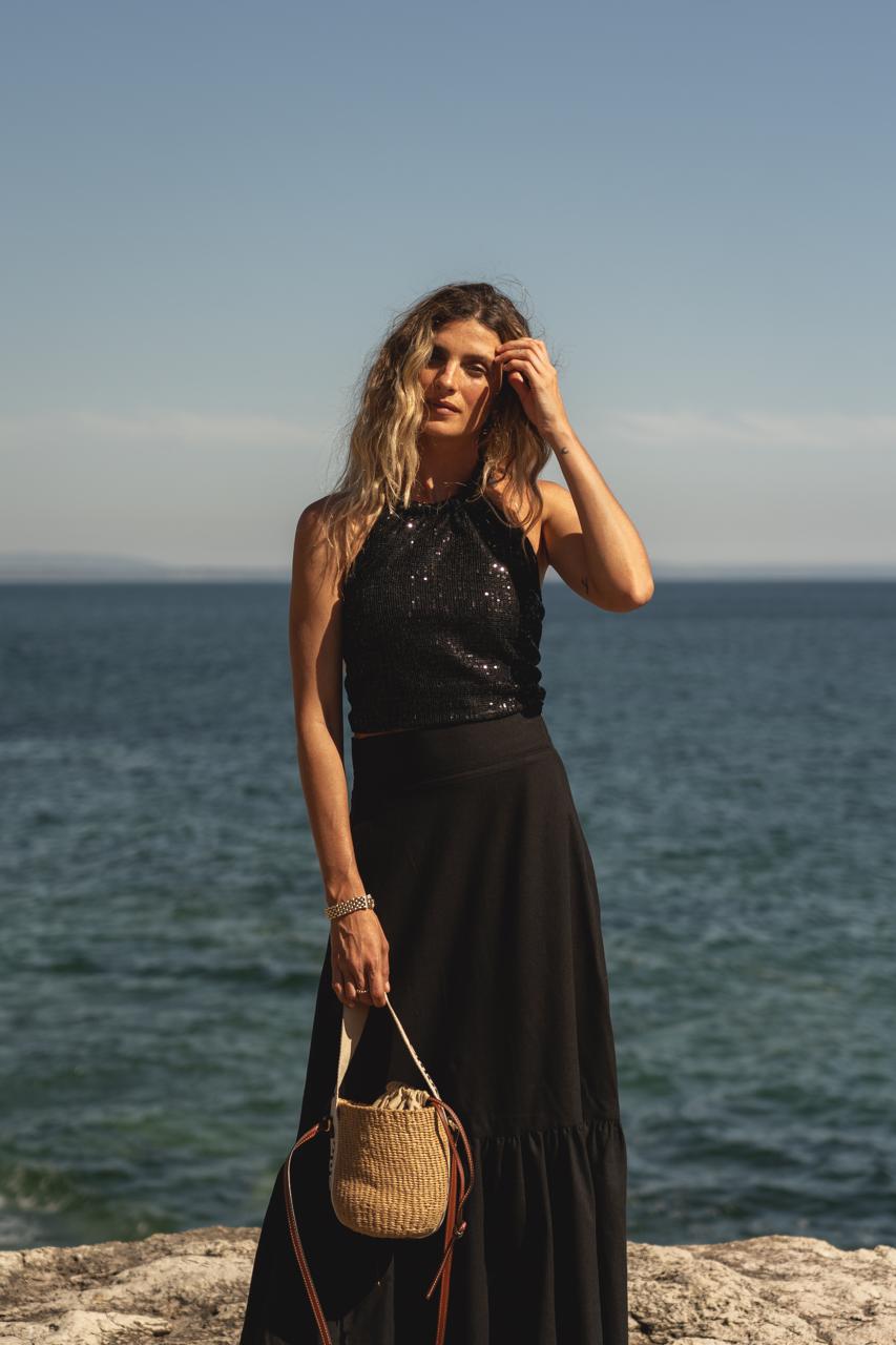 Maria Sequins Top Black