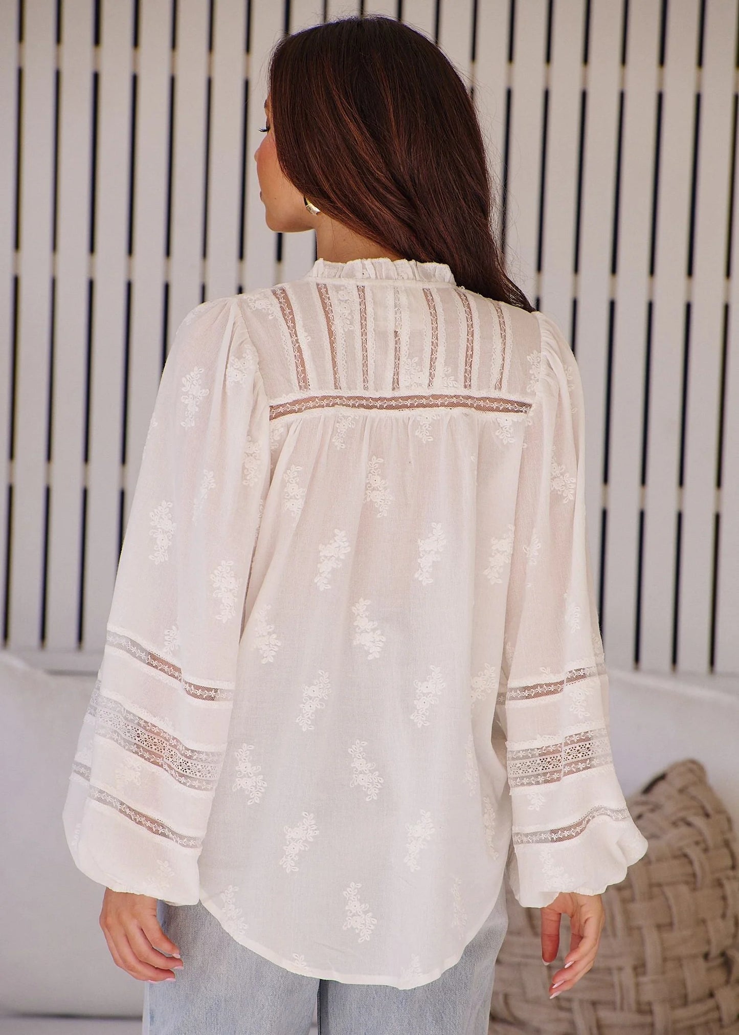 Embroidered White Clara Blouse