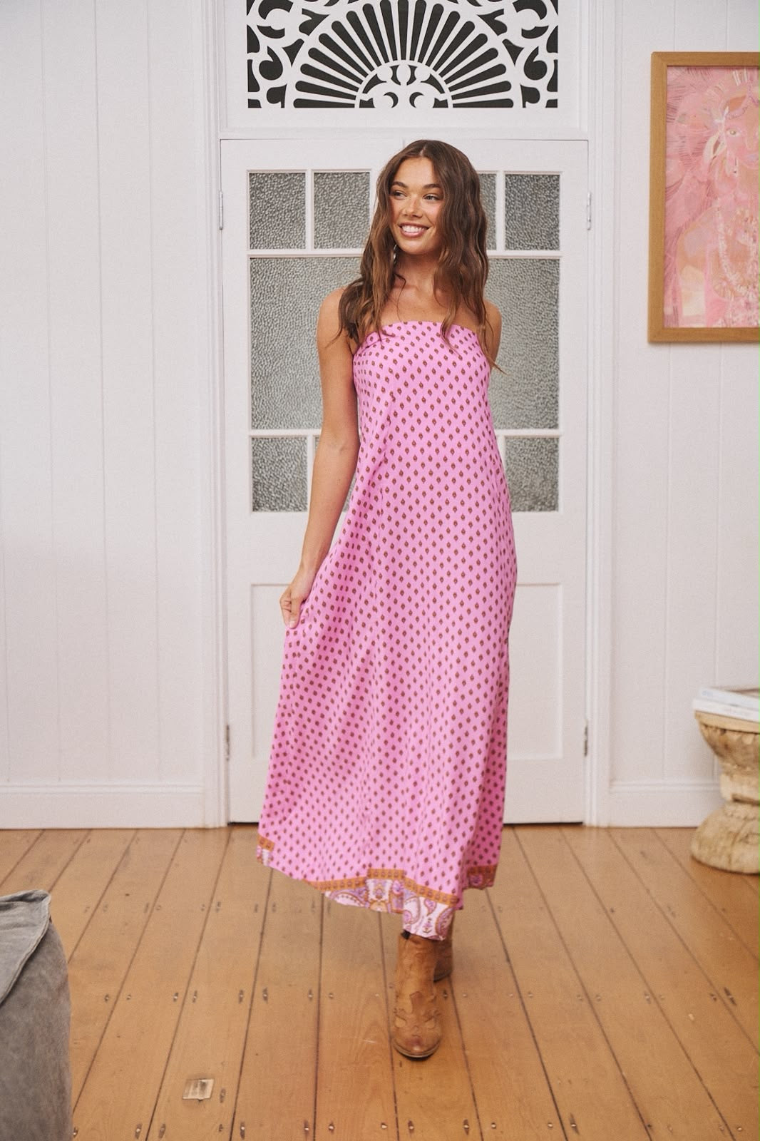 Venus Pink Print Kingsley Maxi Dress