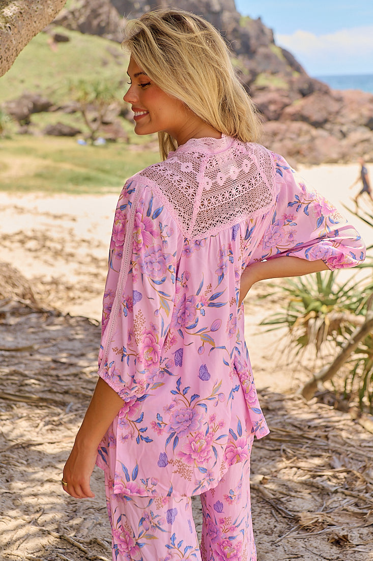 Enchanted Blooms Print Pants and Blouse Set