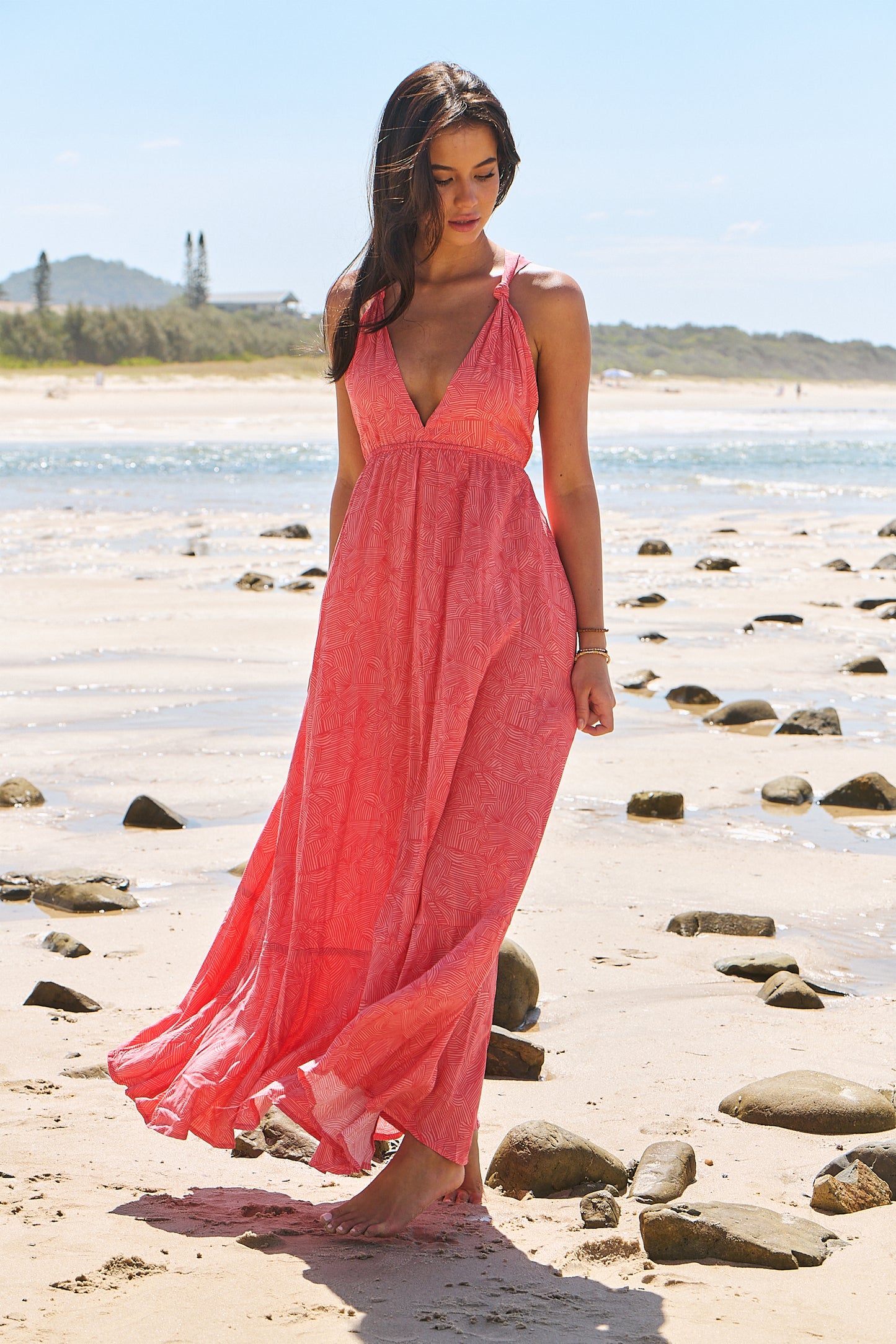 Little Bow Print Pearl Maxi Dress