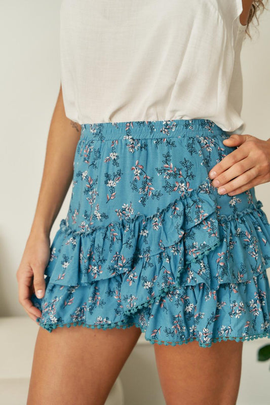 Ocean Eyes Print Chance Mini Skirt