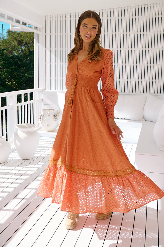Tangerine Glow Sabrina Maxi Dress