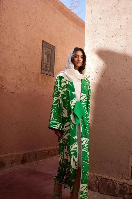 Abaya Green pattern with belt