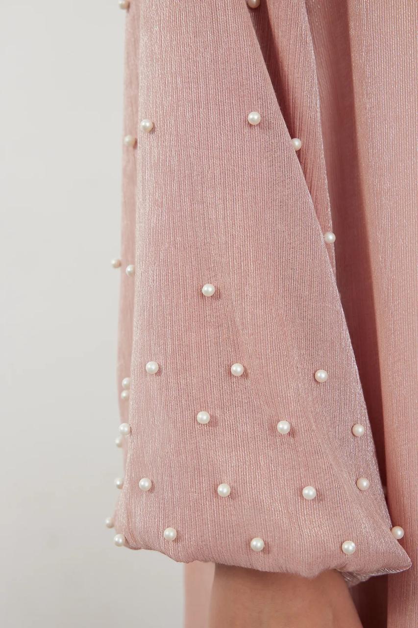 Abaya Pink with Pearl sleeves