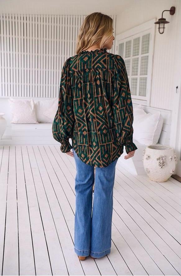 Emerald Print Clara Blouse